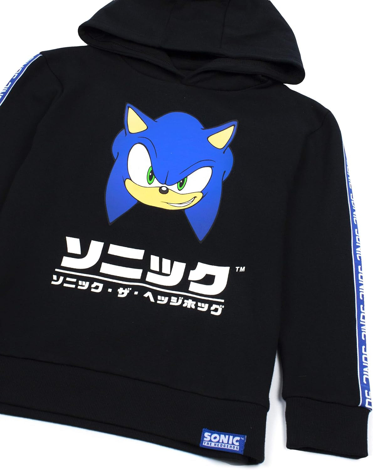 Hoodie for Kids | Boys Japanese Gamer Black Sweater with Hood | Sonic Video Game Gift Merchandise