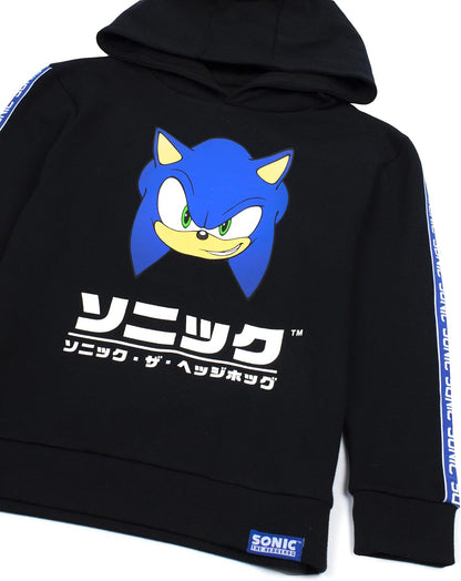 Hoodie for Kids | Boys Japanese Gamer Black Sweater with Hood | Sonic Video Game Gift Merchandise