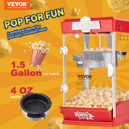 4Oz Popcorn Maker Commercial Popcorn Machine Countertop Popcorn Maker Includes Tabletop Popcorn Maker 1.5 Gal per Batch