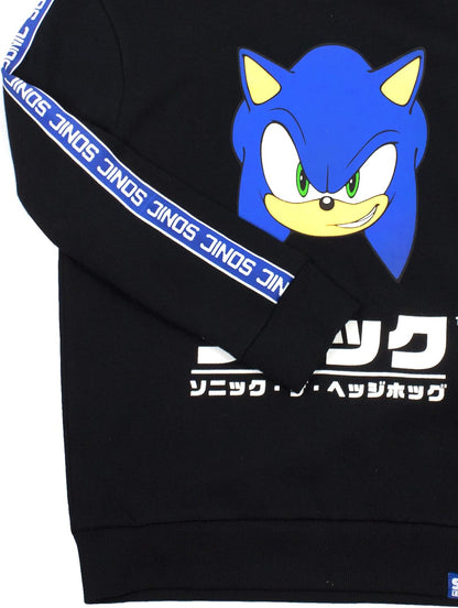 Hoodie for Kids | Boys Japanese Gamer Black Sweater with Hood | Sonic Video Game Gift Merchandise